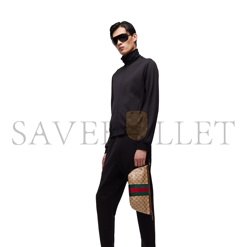 GUCCI SMALL GG TOILETRY CASE WITH WEB 875159 (21.5*16*13.5cm)